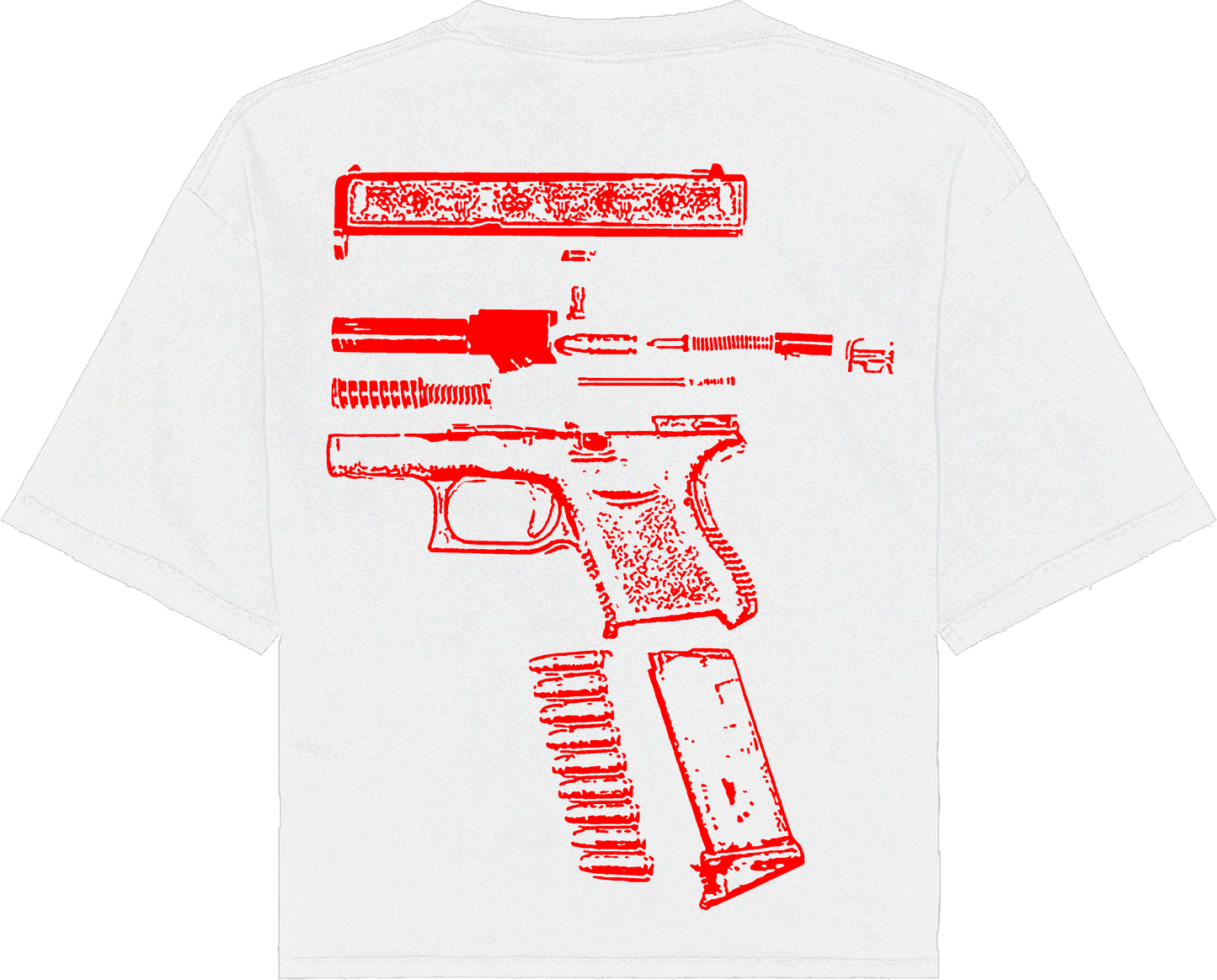 Put Em Onna News Or Sum pistol Oversized tee (red)